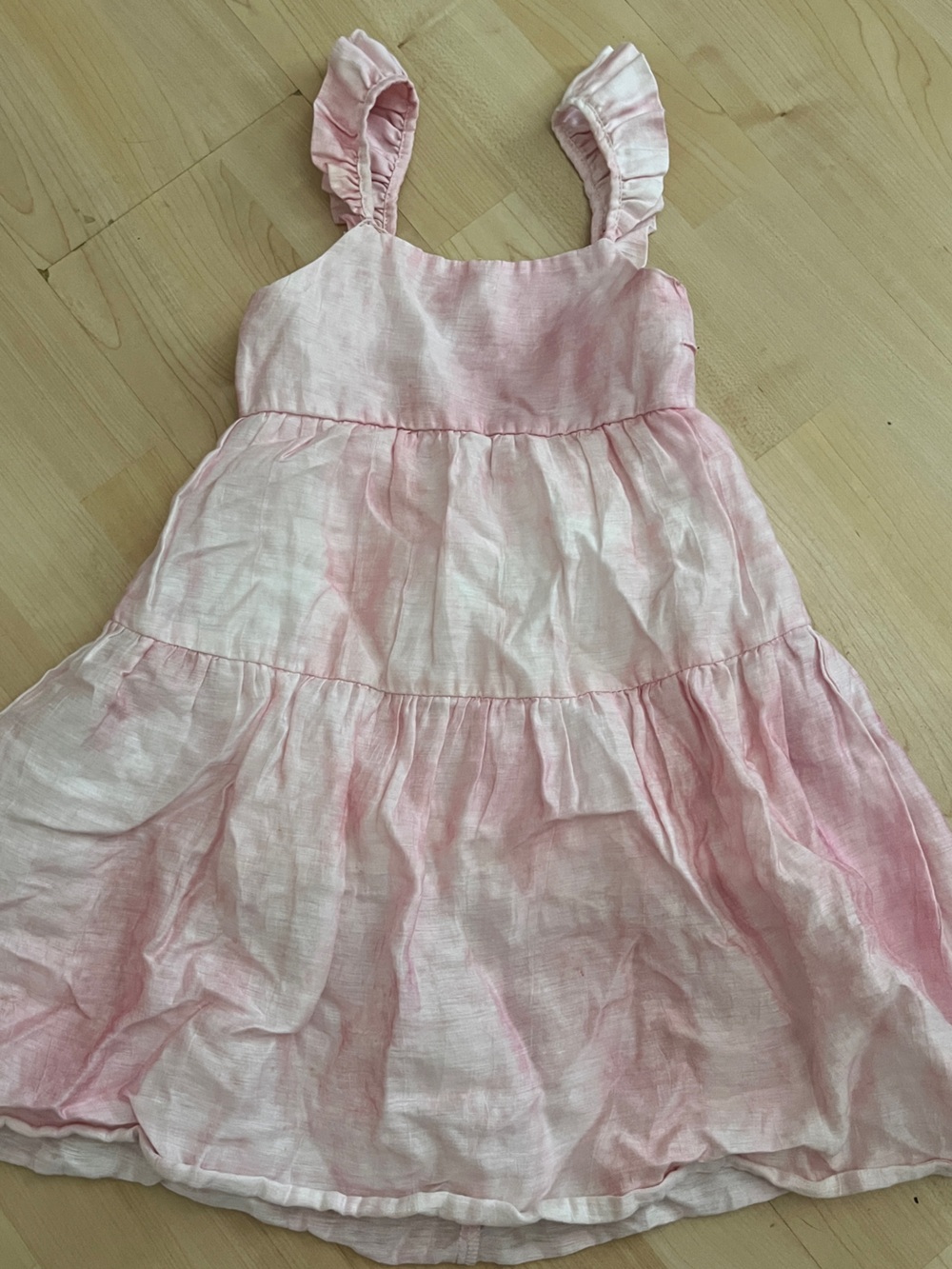 Zara Girls Pink Tiered Linen Lined Dress 7